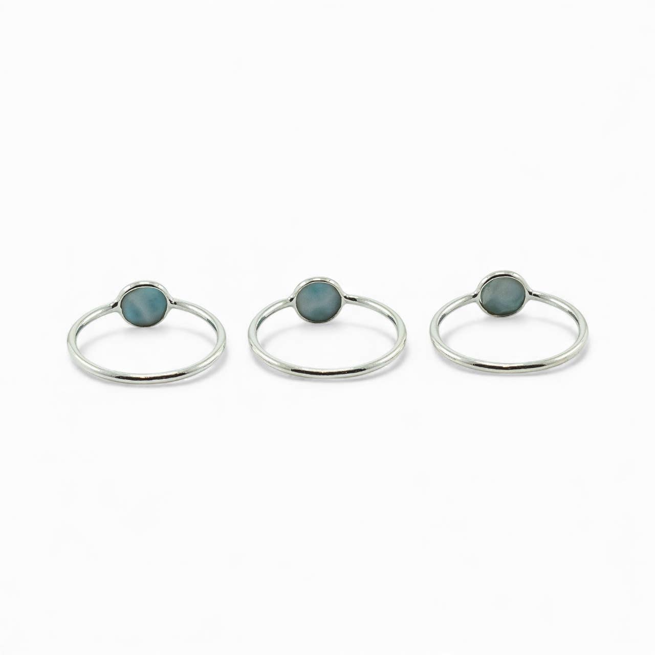 Larimar Sterling Silver Ring Round: 8