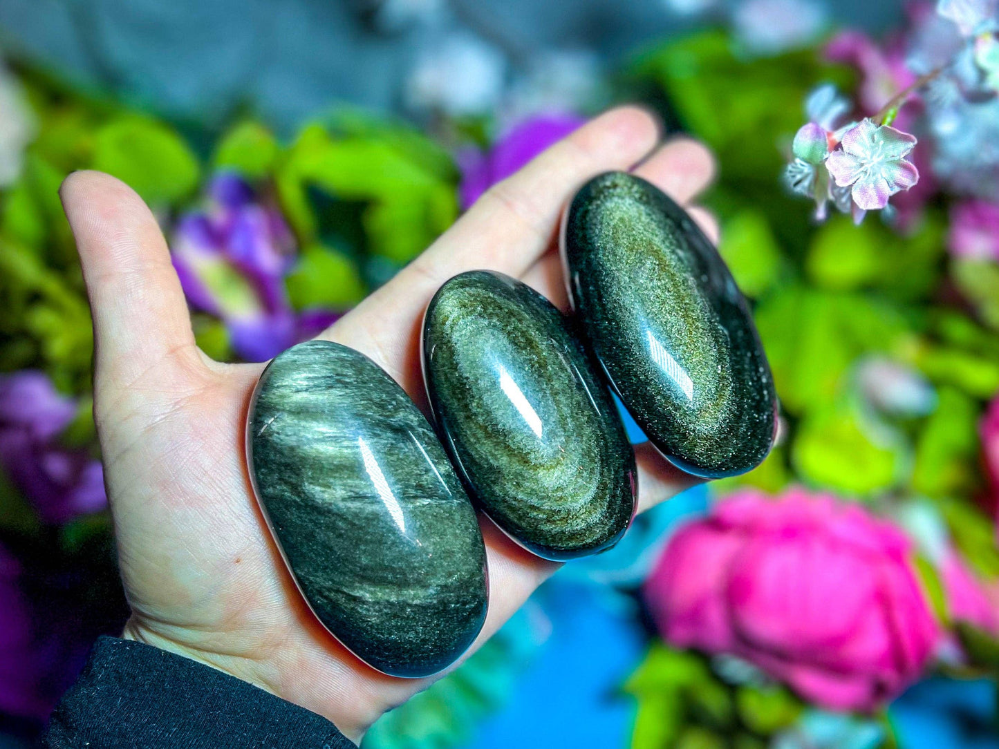 Gold Obsidian Palmstones: 25-49 Grams