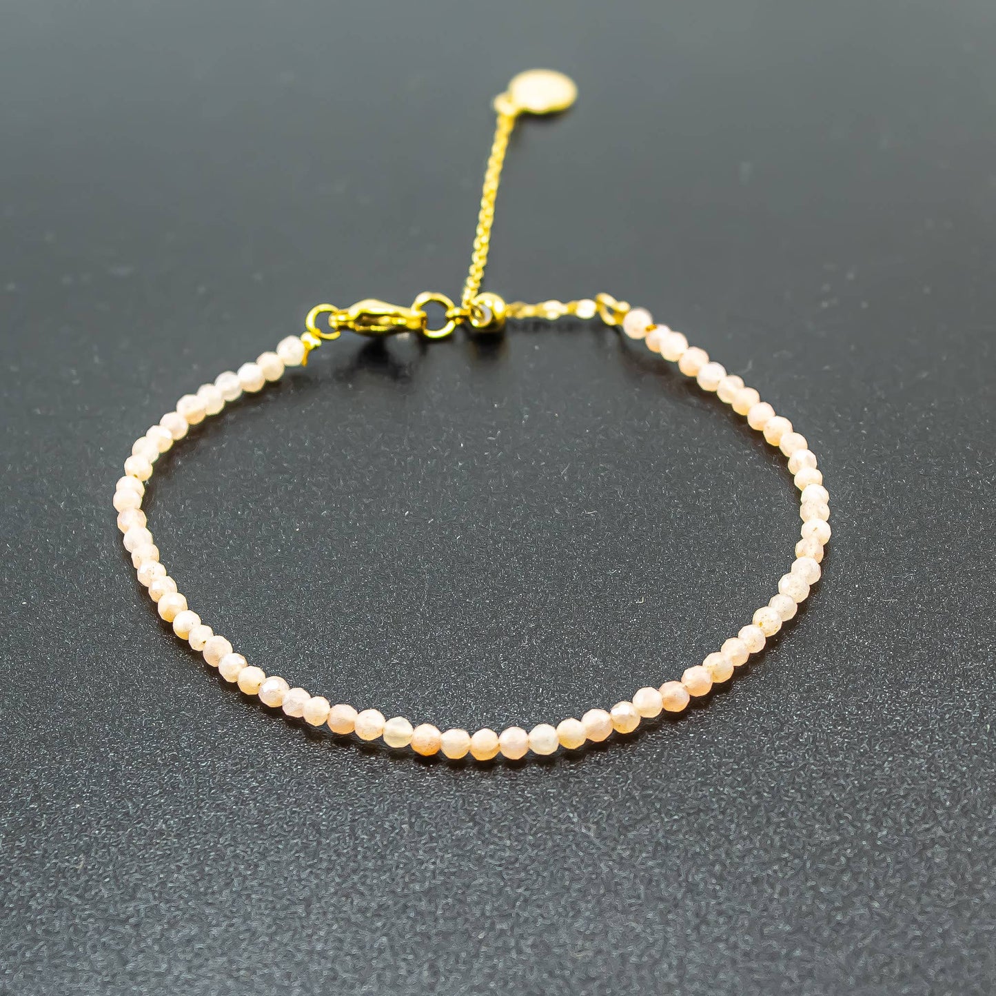 Peach Moonstone Gemstone 4mm Faceted Gemstone Bracelet