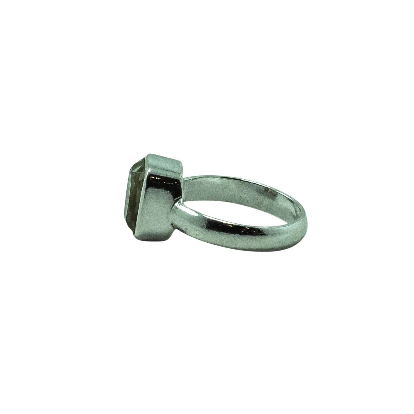 Green Amethyst Silver Ring Square Statement Unisex : 8