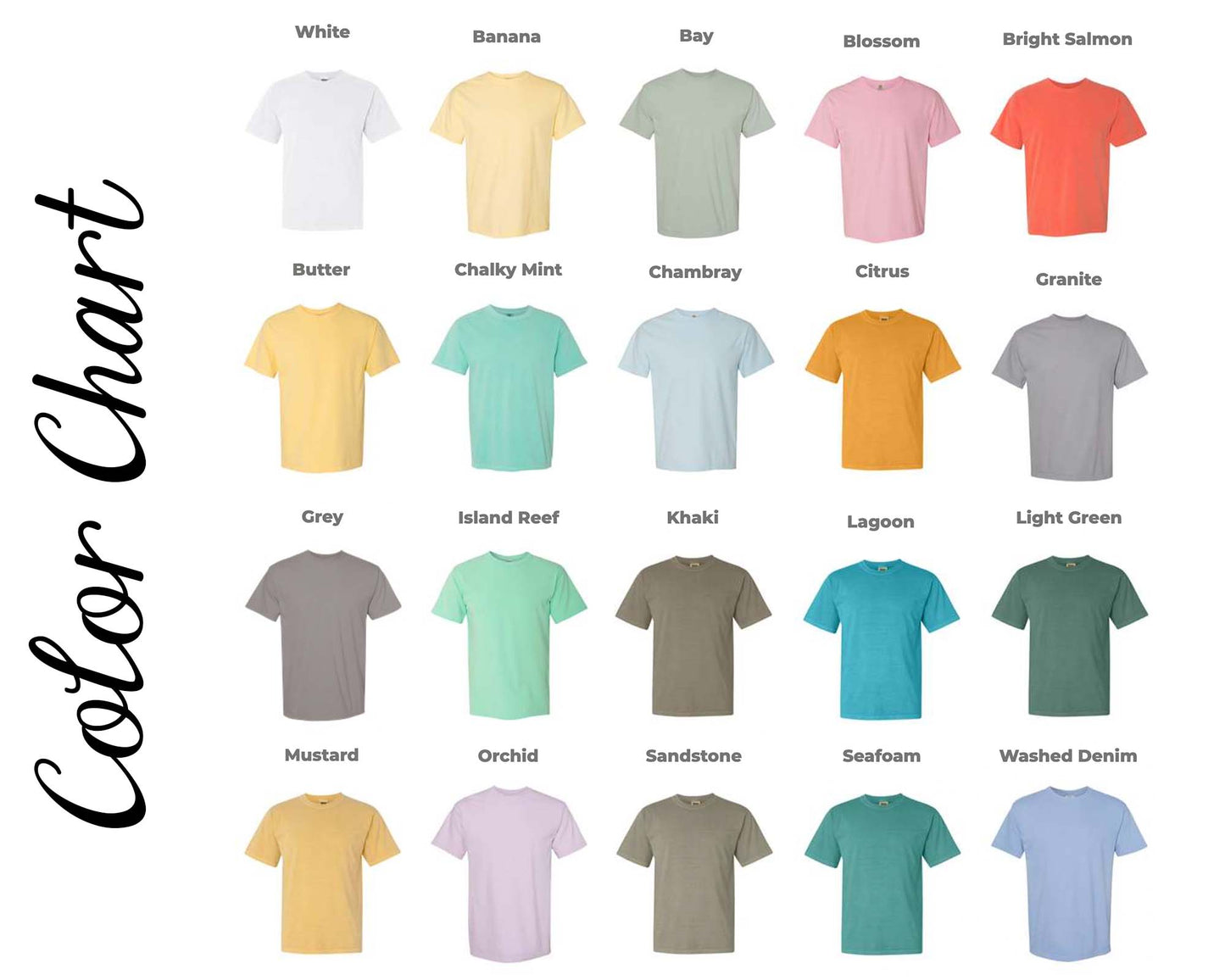 Comfort Colors Shirts, Unisex Heavyweight Tees, LIGHT Colors: Bay / L