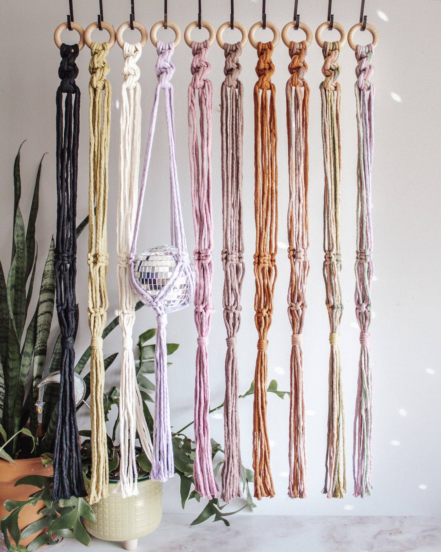 Chunky Twist Macrame Disco Ball Hanger - 4 INCH: Chartreuse