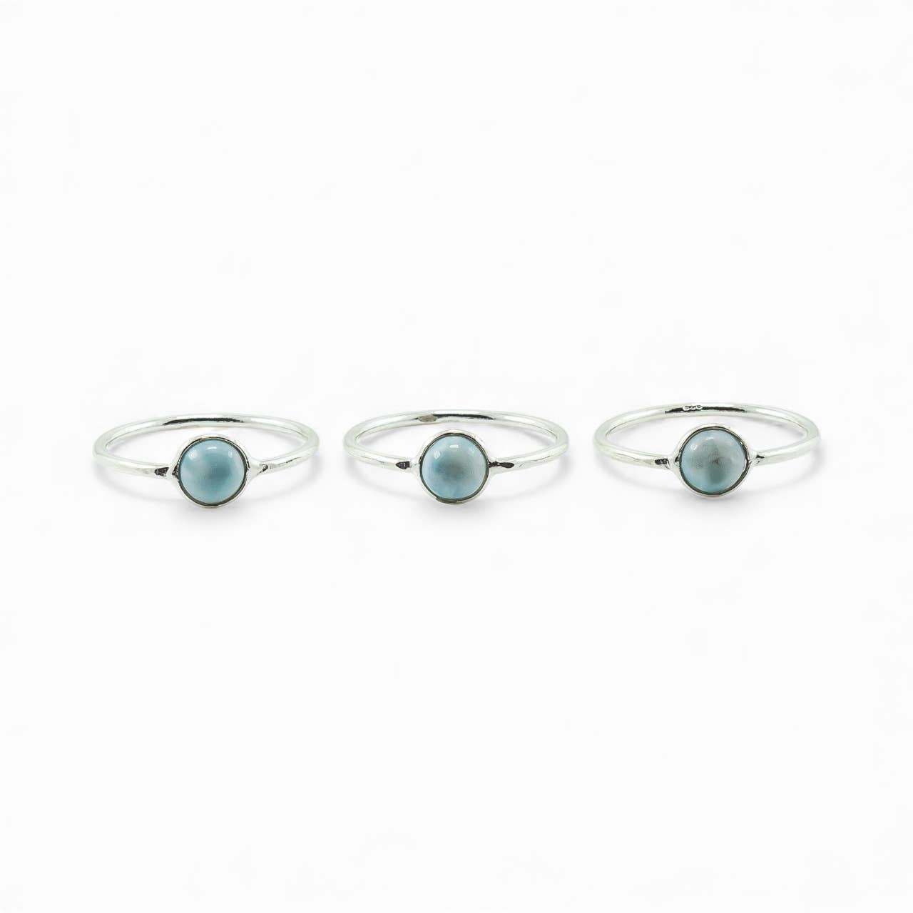 Larimar Sterling Silver Ring Round: 8