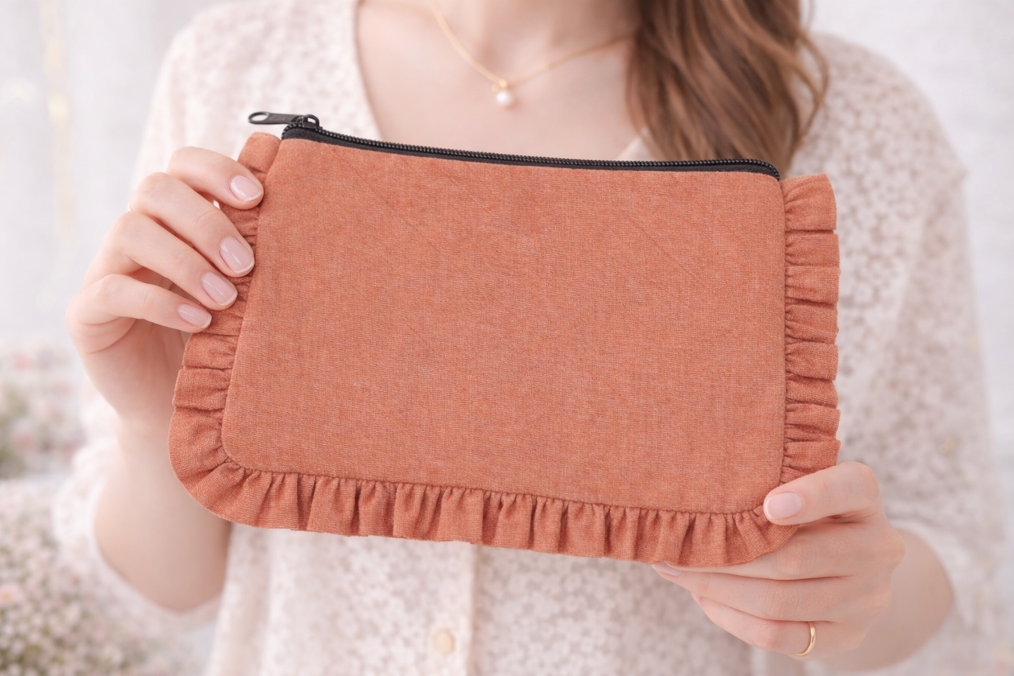 Canvas Ruffle Pouches | Canvas Travel Pouches | Zipper Pouch: Parrot