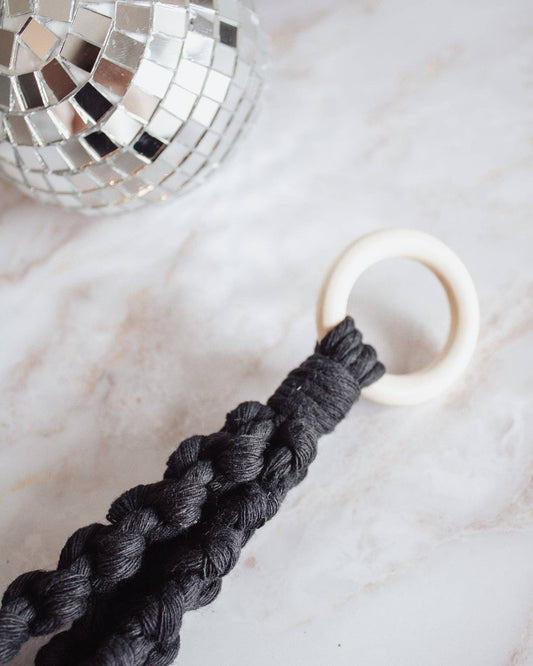 Disco Ball Macrame Hanger: Black