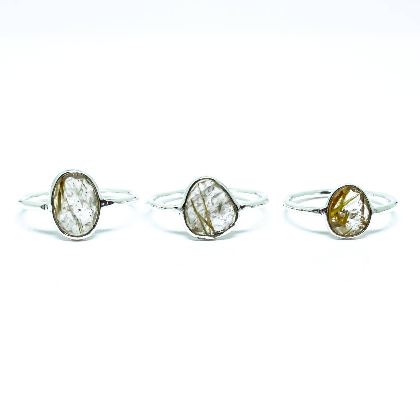 Golden Rutile Abstract Ring Sterling Silver 925 : 6