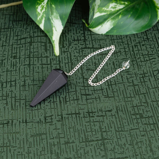 Black Obsidian Faceted Pendulum