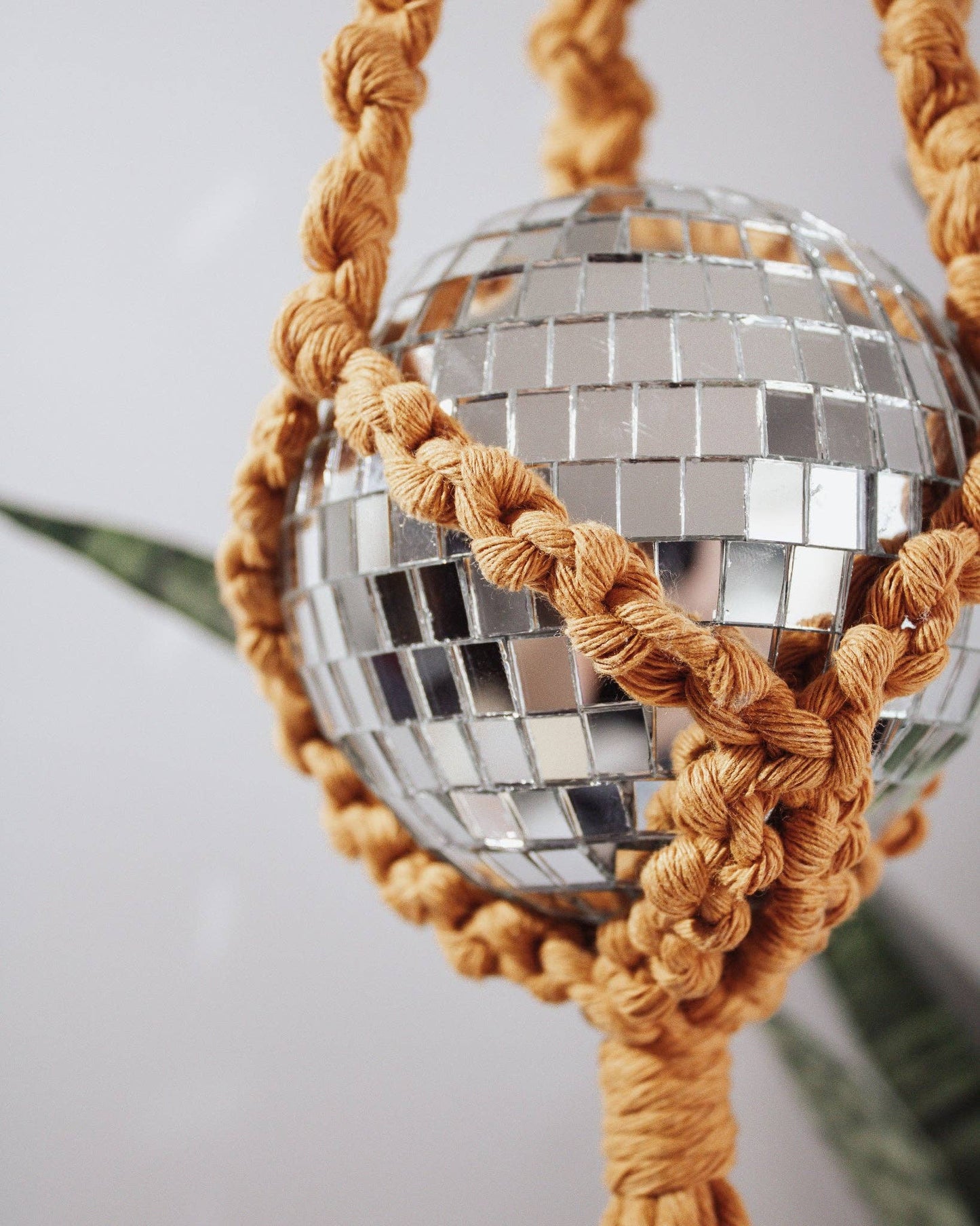 Disco Ball Macrame Hanger: Marigold