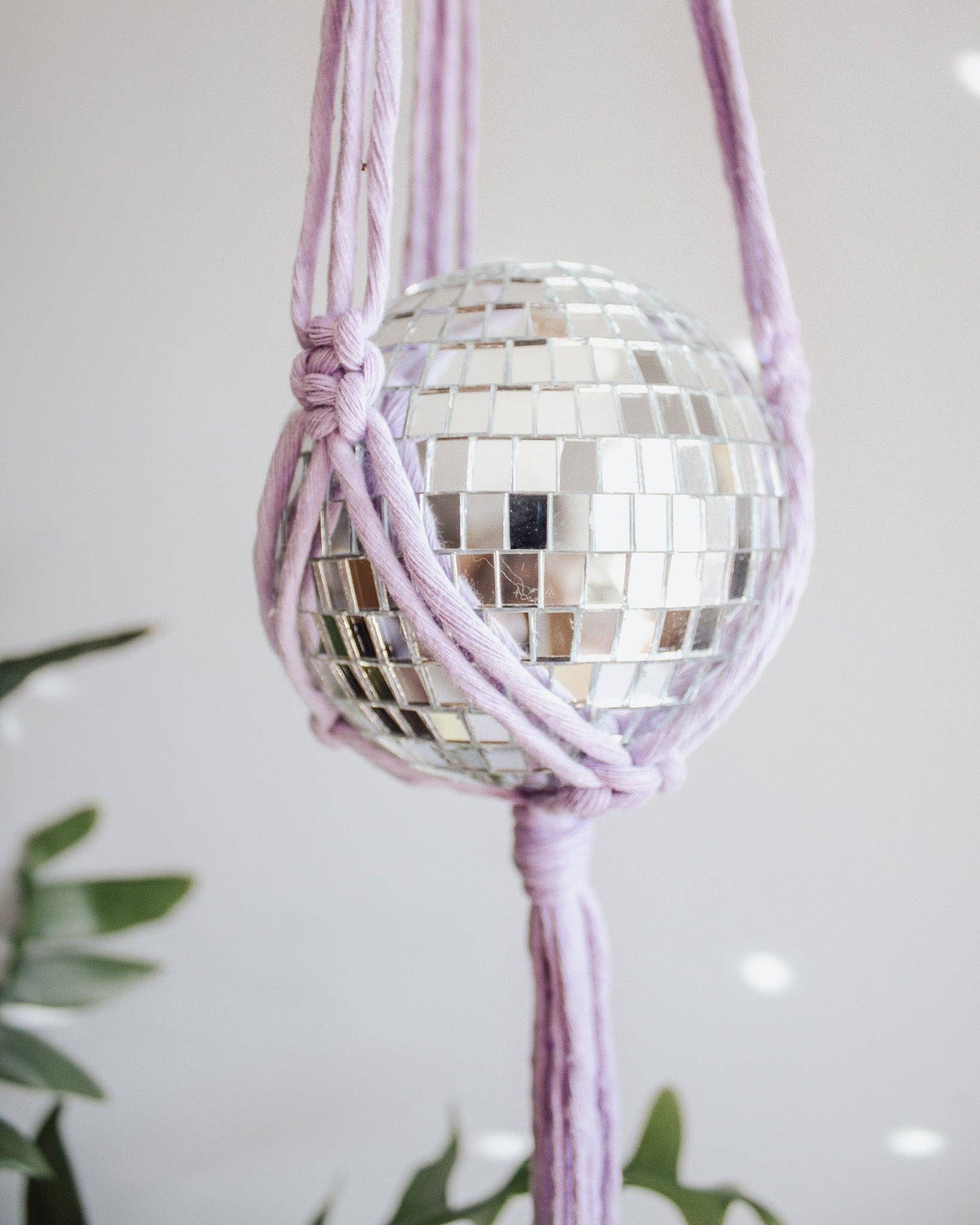 Chunky Twist Macrame Disco Ball Hanger - 4 INCH: Multi - Primrose/Lilac/Cactus