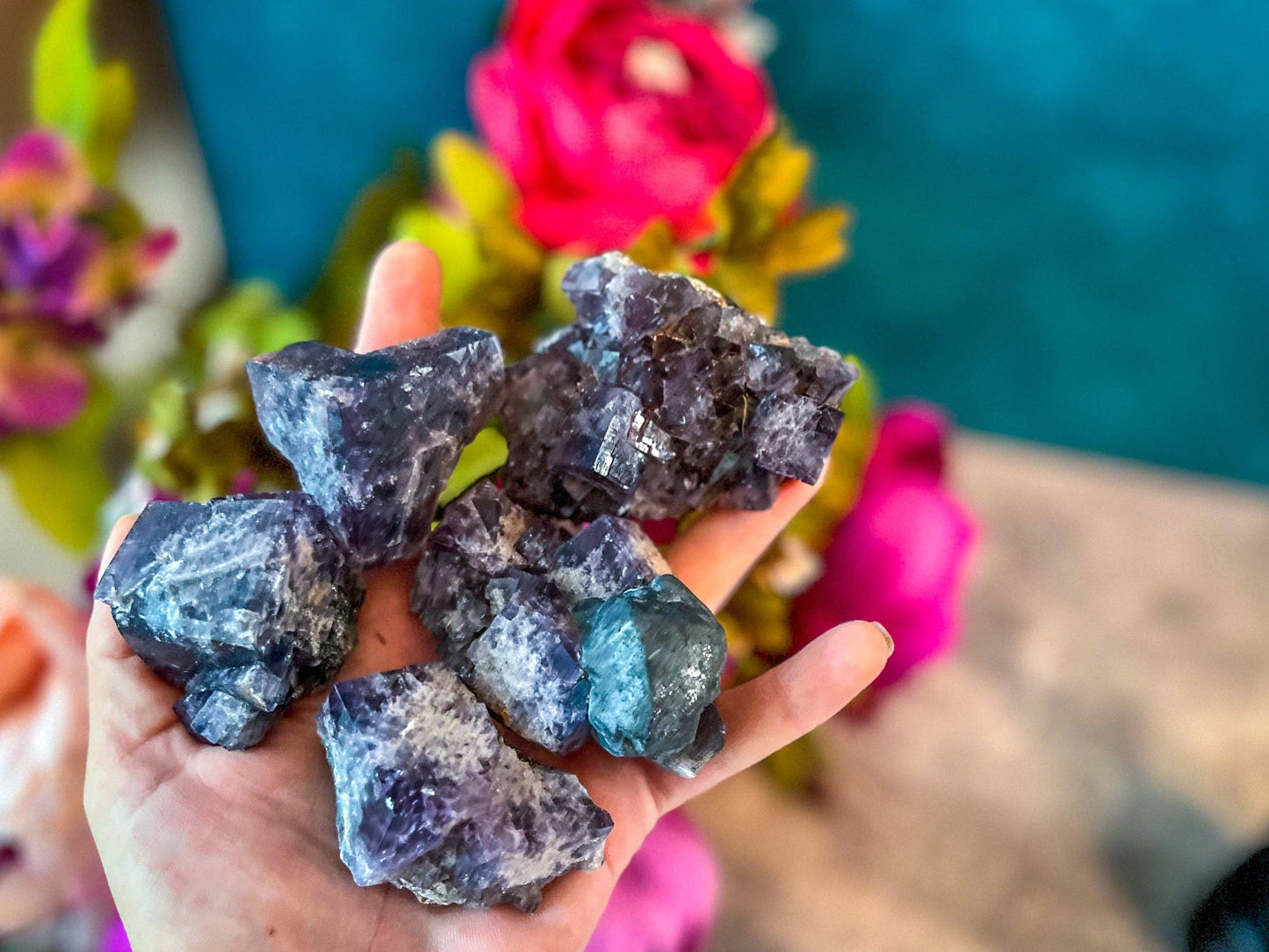 Rare Purple Rain Pocket Fluorite Clusters, Lady Annanella Mine, CLOSED Mine!, Daylight Fluorescent: 125-149 grams