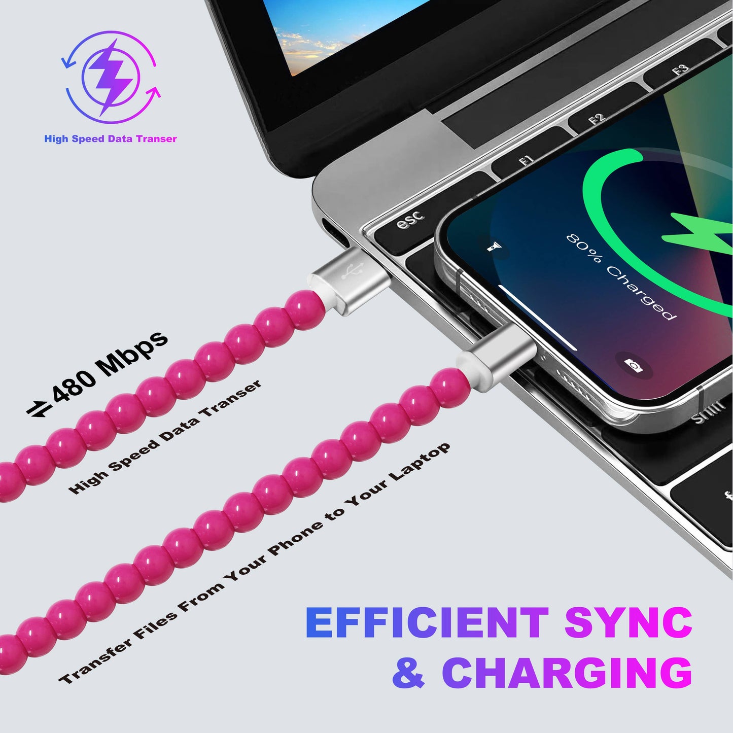 Tech Mod Beads Iphone Cable – Style Meets Function-Retail: Pastel Beads