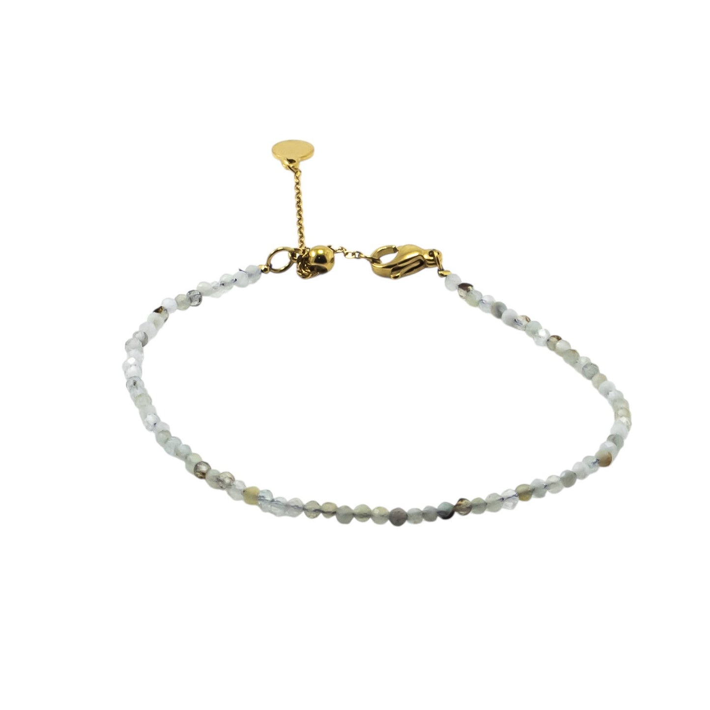 Aquamarine Gemstone Bracelet 2mm Faceted Gemstone Gold