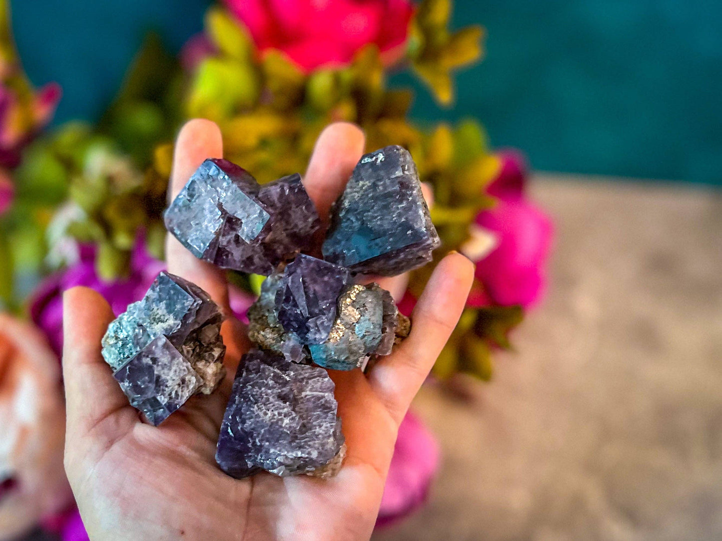Rare Purple Rain Pocket Fluorite Clusters, Lady Annanella Mine, CLOSED Mine!, Daylight Fluorescent: 125-149 grams