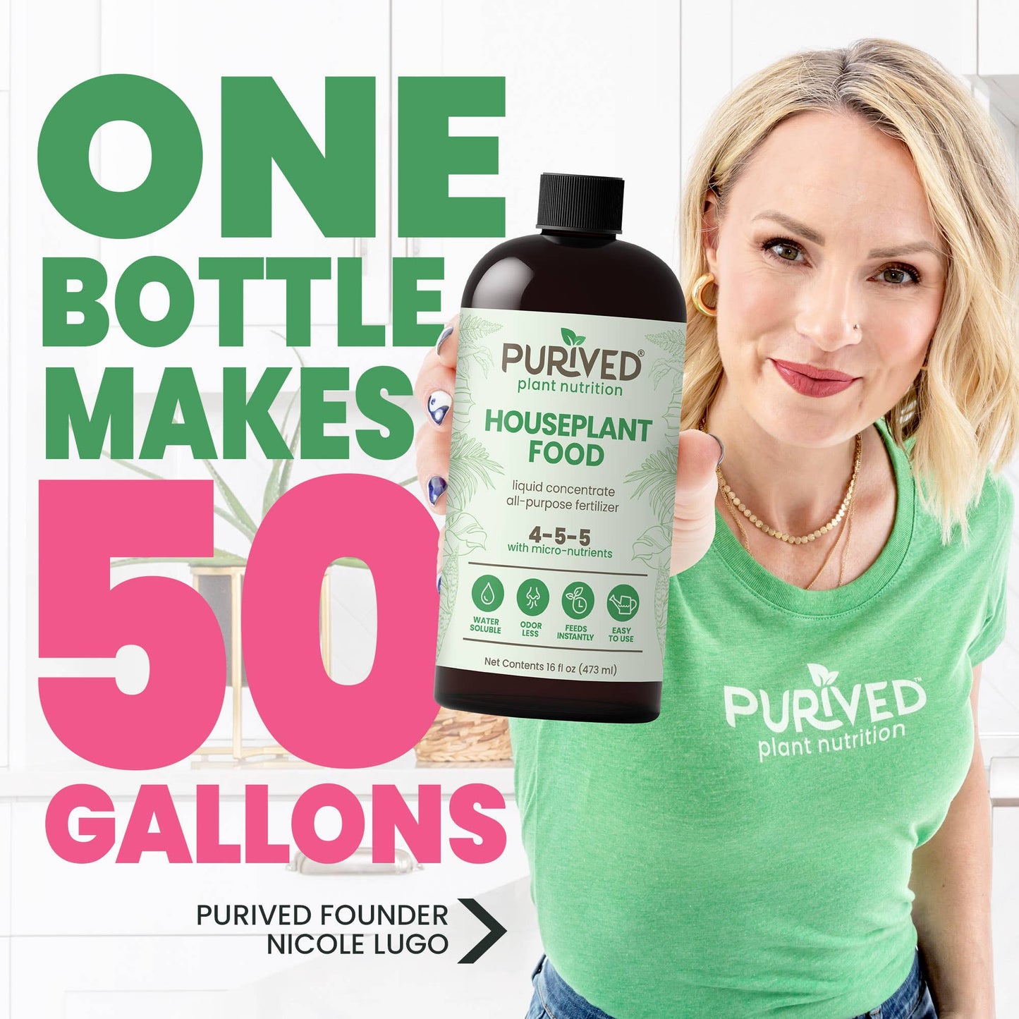 Purived Houseplant Food – 16fl oz of Concentrated Fertilizer