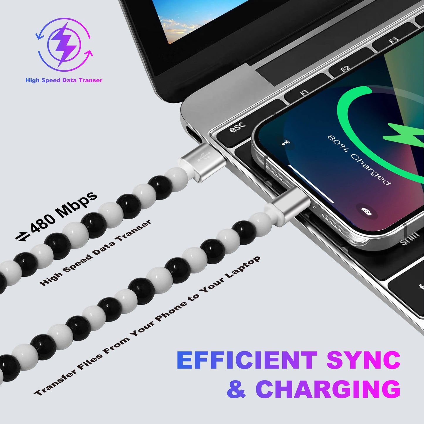 Tech Mod Beads Iphone Cable – Style Meets Function-Retail: Pastel Beads