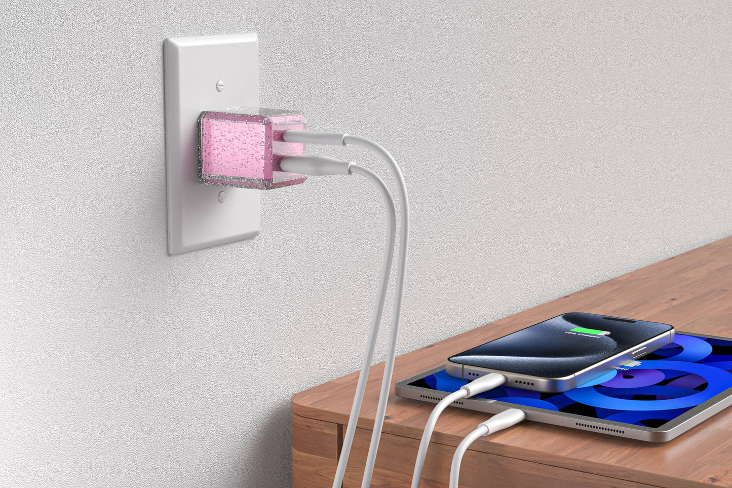 Charge 2-Port USB Wall Chargers for Android &IP- Retail Pack: Bedazzled Confetti