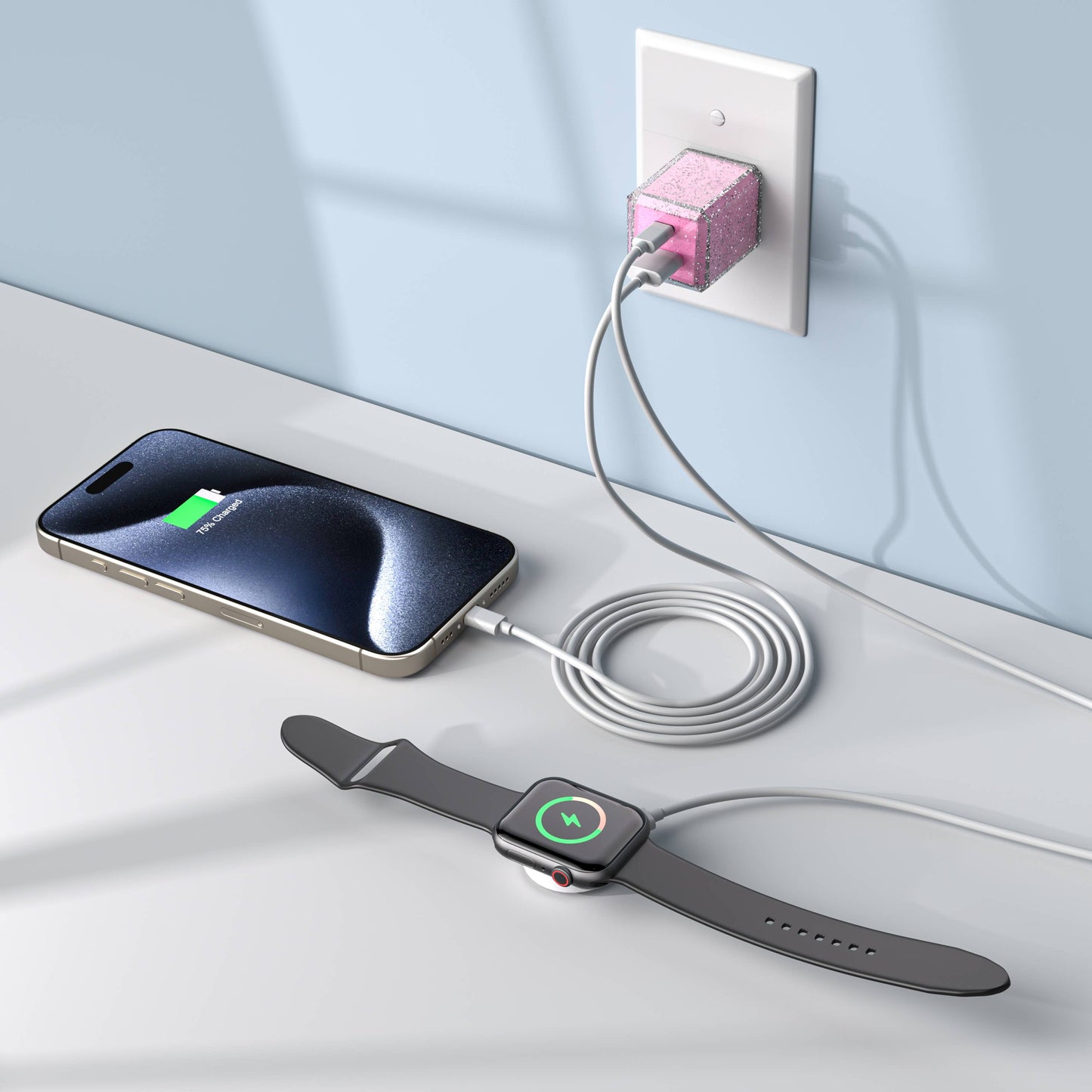 Charge 2-Port USB Wall Chargers for Android &IP- Retail Pack: Bedazzled Confetti