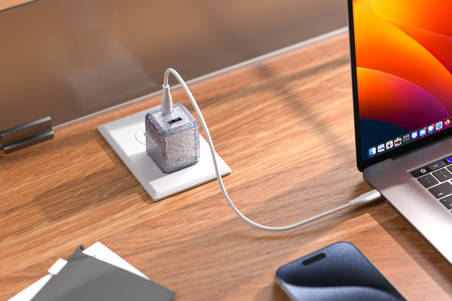Charge 2-Port USB Wall Chargers for Android &IP- Retail Pack: Bedazzled Confetti