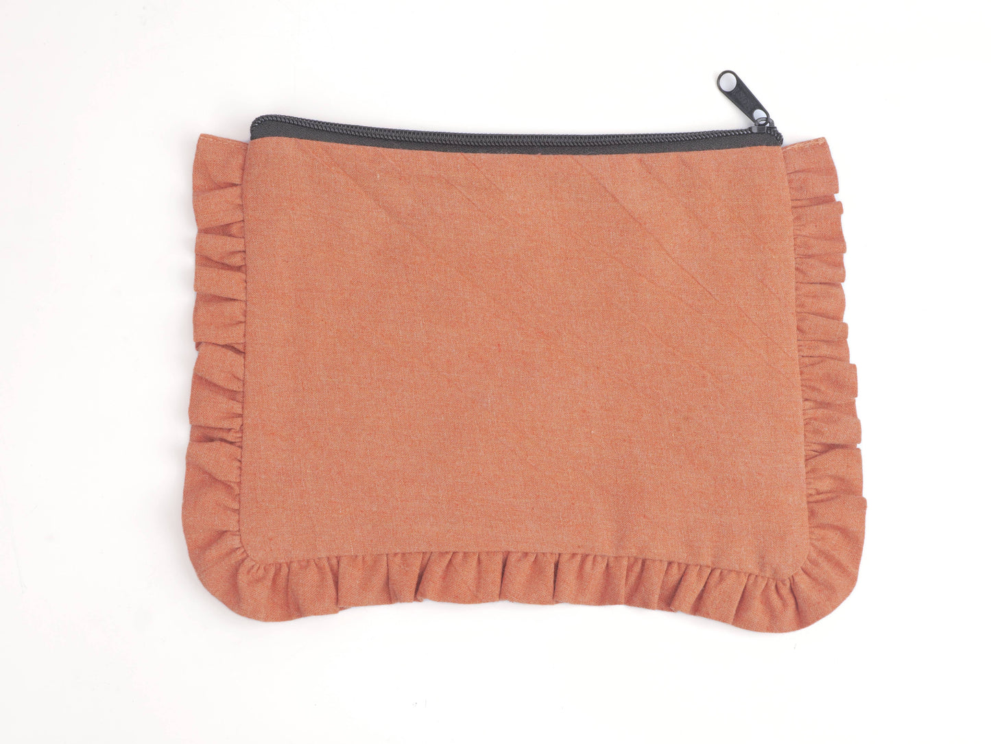 Canvas Ruffle Pouches | Canvas Travel Pouches | Zipper Pouch: Teal
