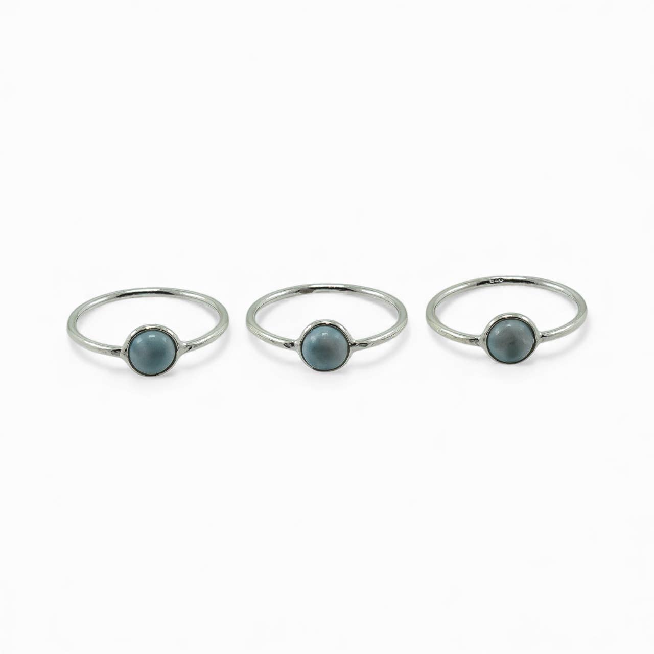 Larimar Sterling Silver Ring Round: 8