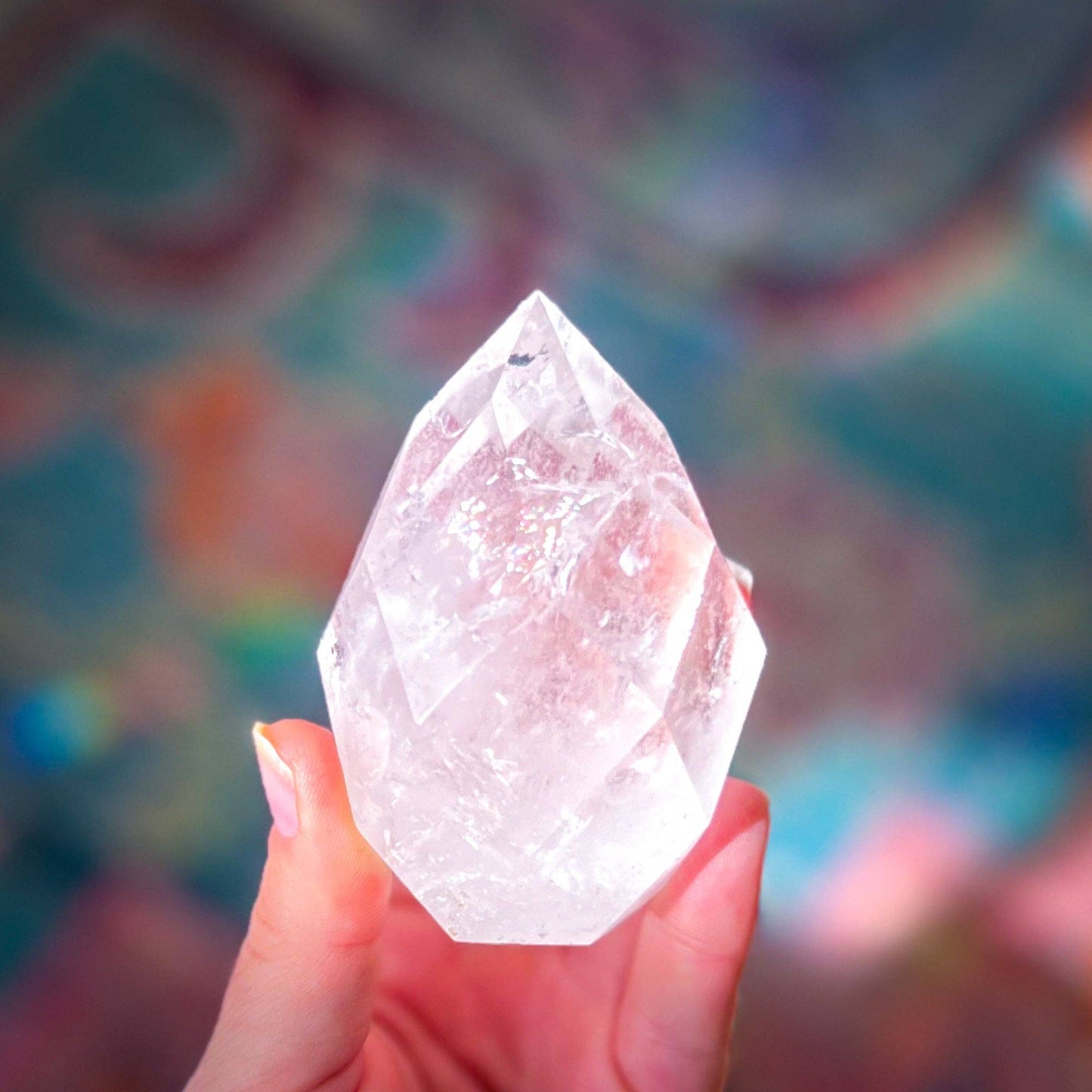 Clear Quartz Faceted Flames: 200-249 grams
