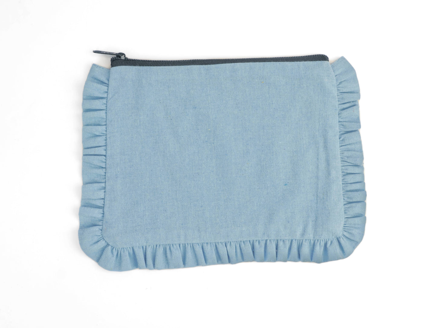 Canvas Ruffle Pouches | Canvas Travel Pouches | Zipper Pouch: Teal