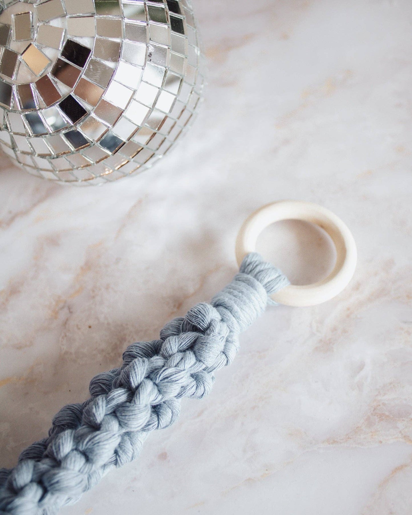 Disco Ball Macrame Hanger: Black