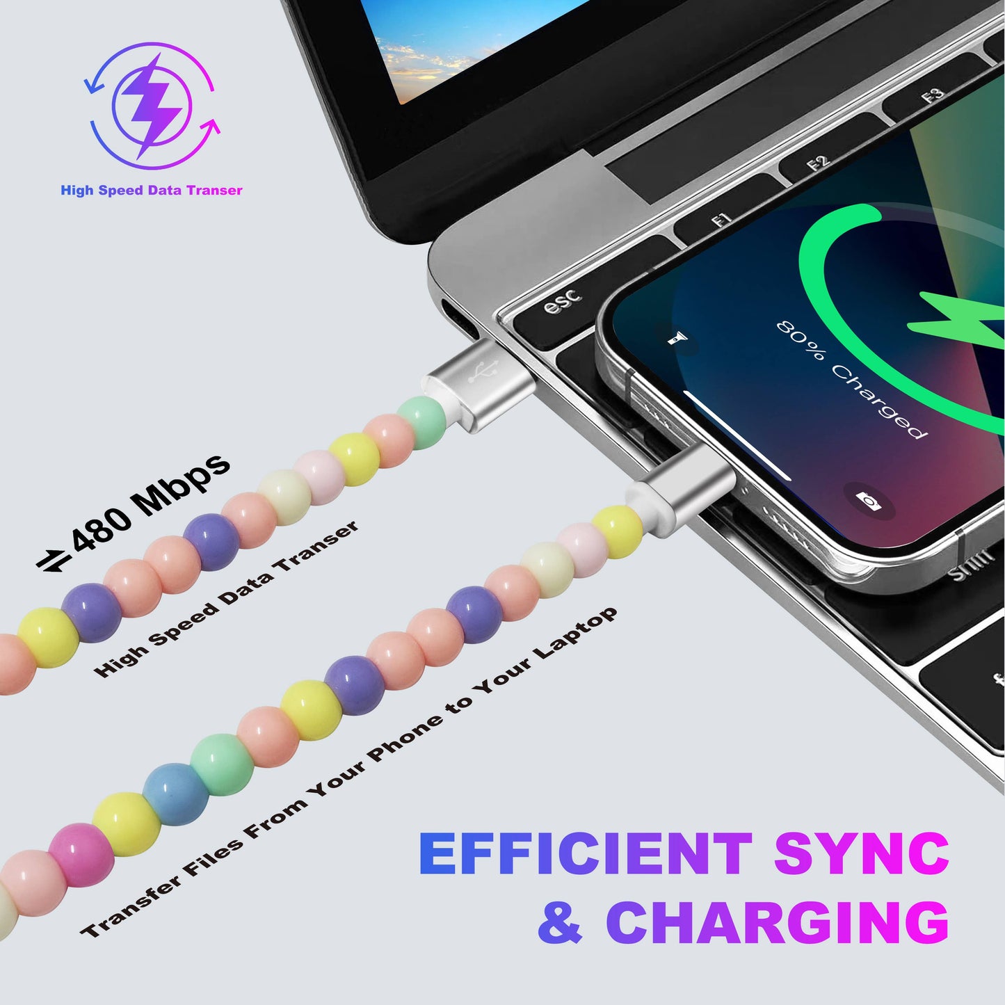 Tech Mod Beads Iphone Cable – Style Meets Function-Retail: Pastel Beads