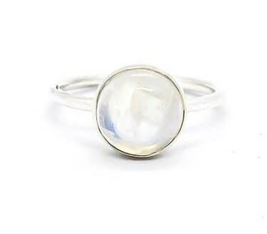 Rainbow Moonstone Ring Sterling Silver 925 11mm Round: 7