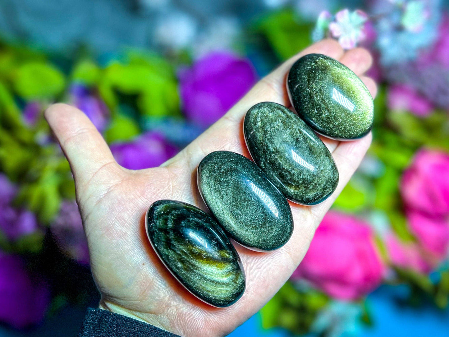 Gold Obsidian Palmstones: 25-49 Grams
