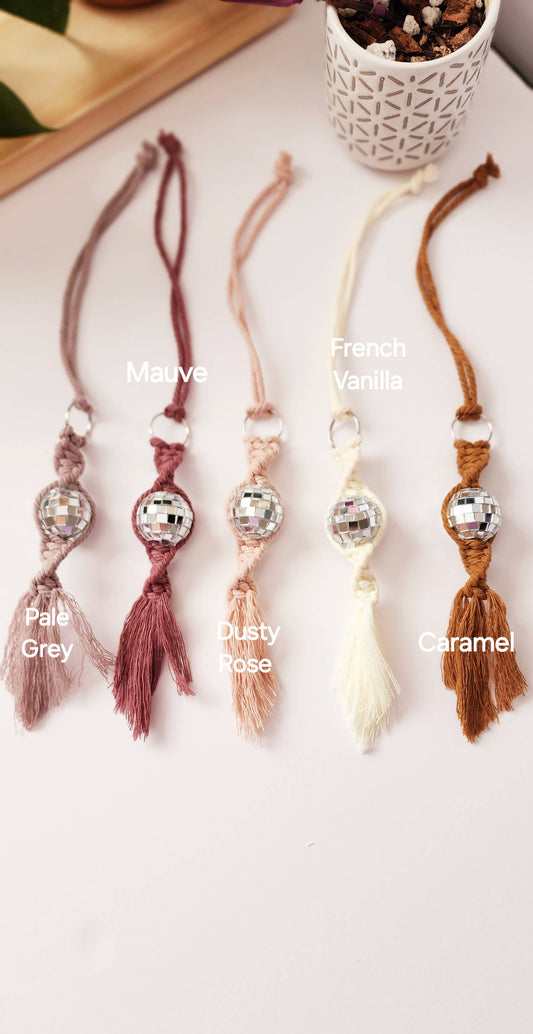 Earthy Neutral Tones Disco Ball car charm/keychain: Caramel