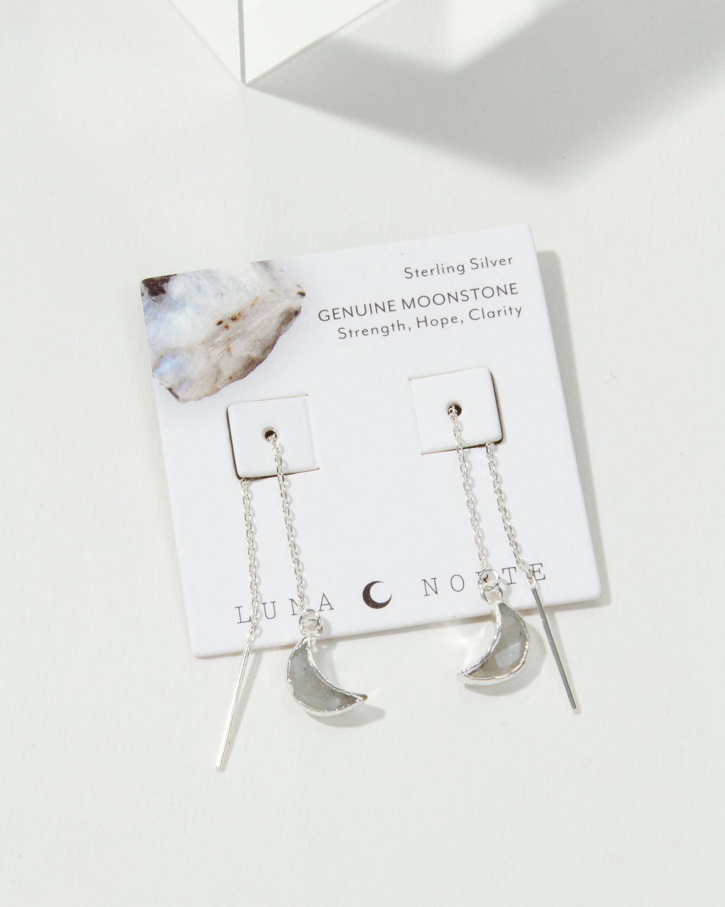 Sterling Silver Eclipse Threader Earrings - Moonstone