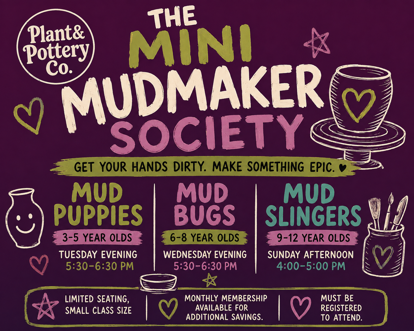 The Mini Mudmaker Society Kids Pottery Club
