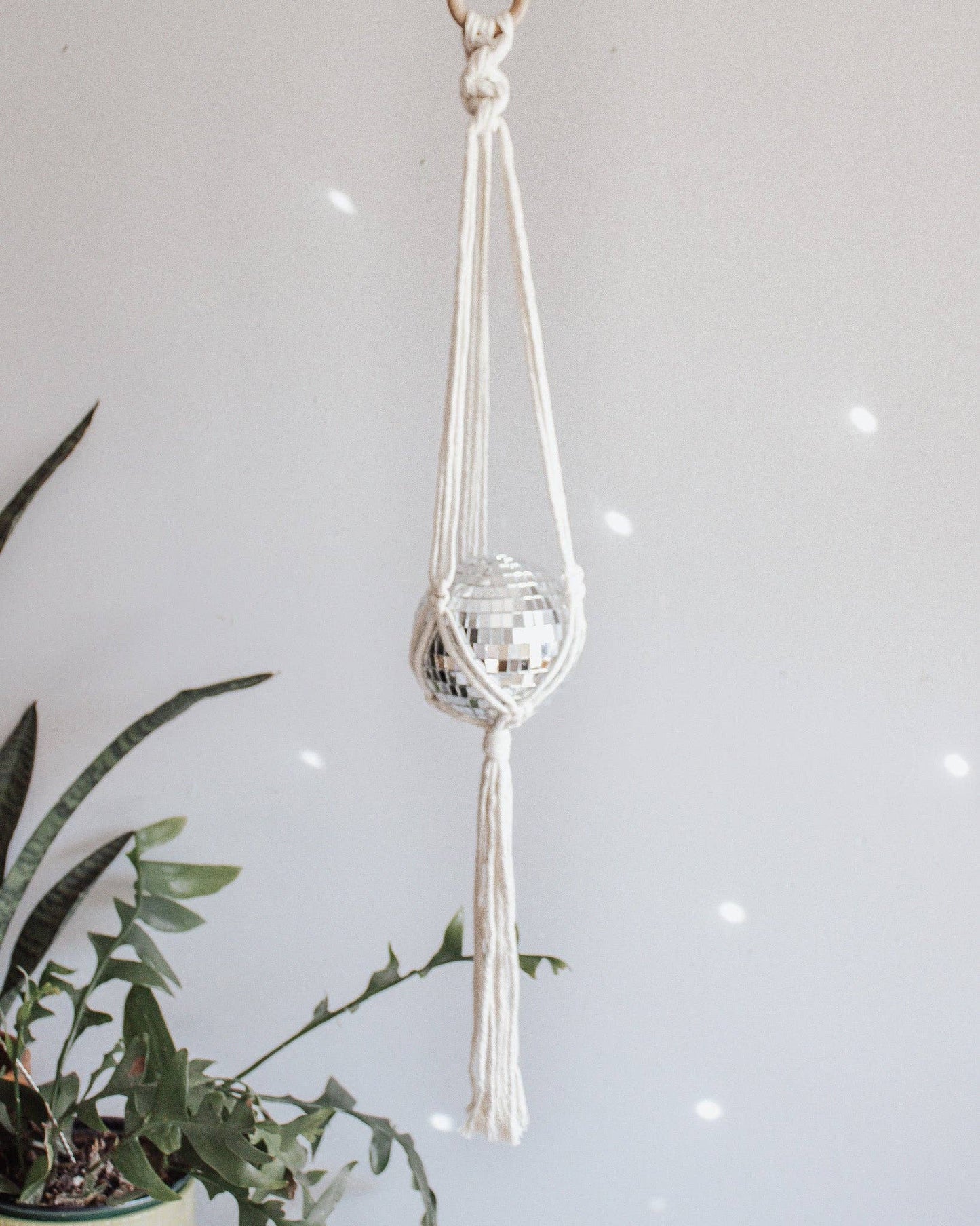 Chunky Twist Macrame Disco Ball Hanger - 4 INCH: Multi - Primrose/Lilac/Cactus