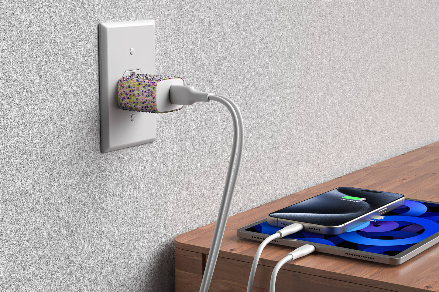 Charge 2-Port USB Wall Chargers for Android &IP- Retail Pack: Bedazzled Confetti