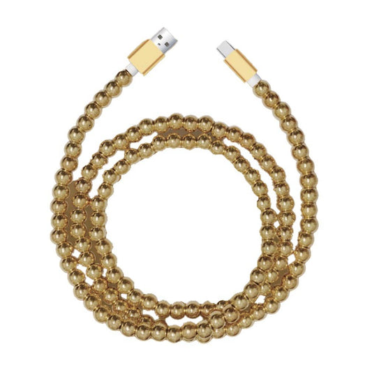Lax - Beaded USB-A to USB-C Cable 4ft – Gold & Rainbow: Gold
