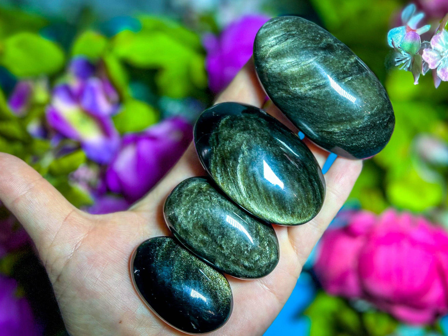 Gold Obsidian Palmstones: 25-49 Grams