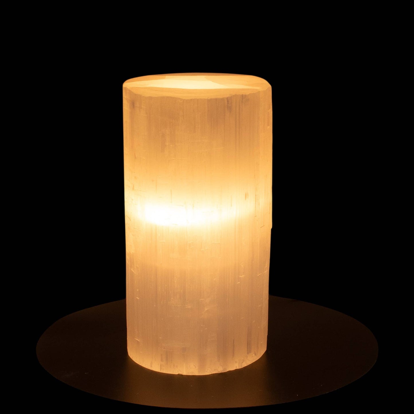Selenite Lamp Cylinder Tower 15cm