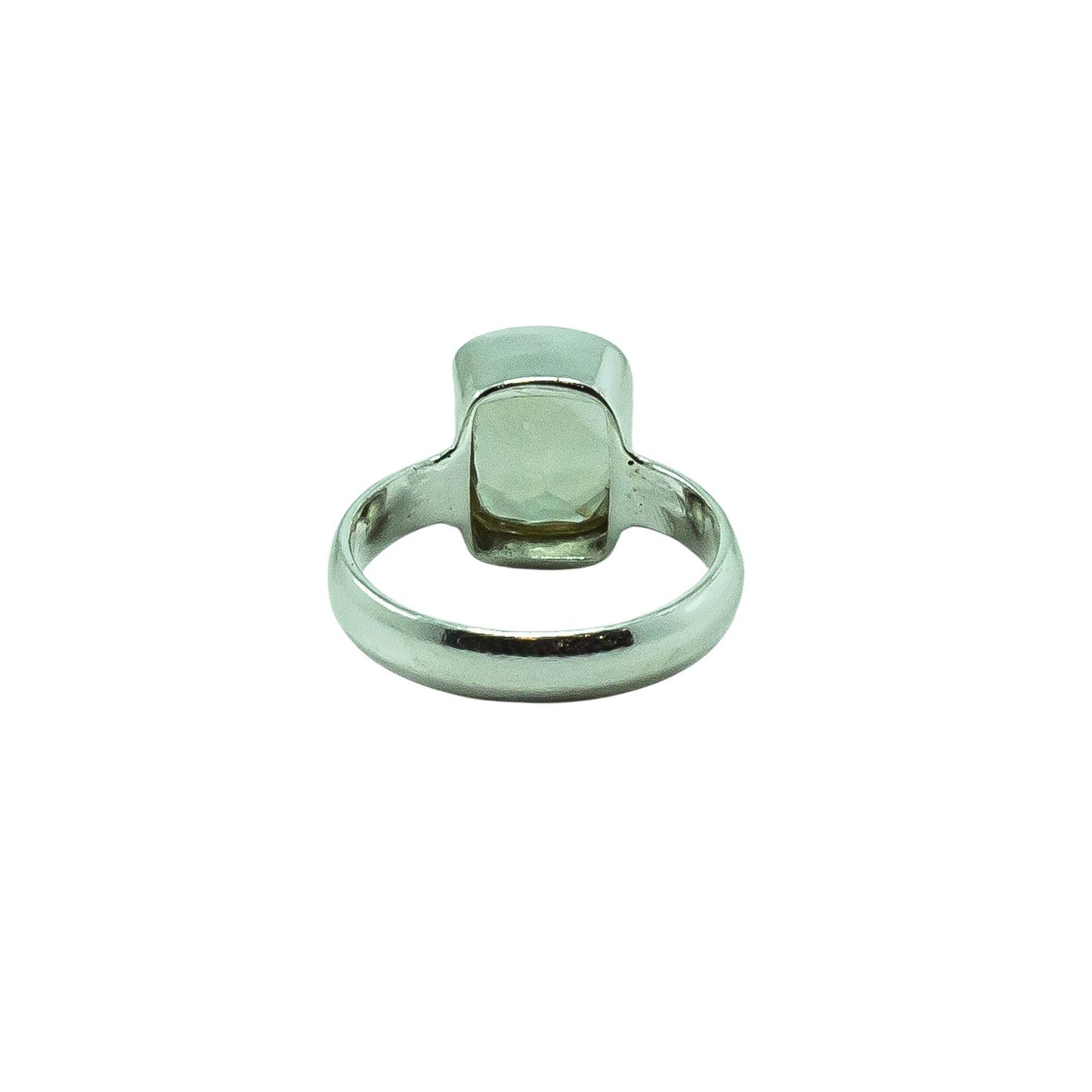 Green Amethyst Silver Ring Square Statement Unisex : 8