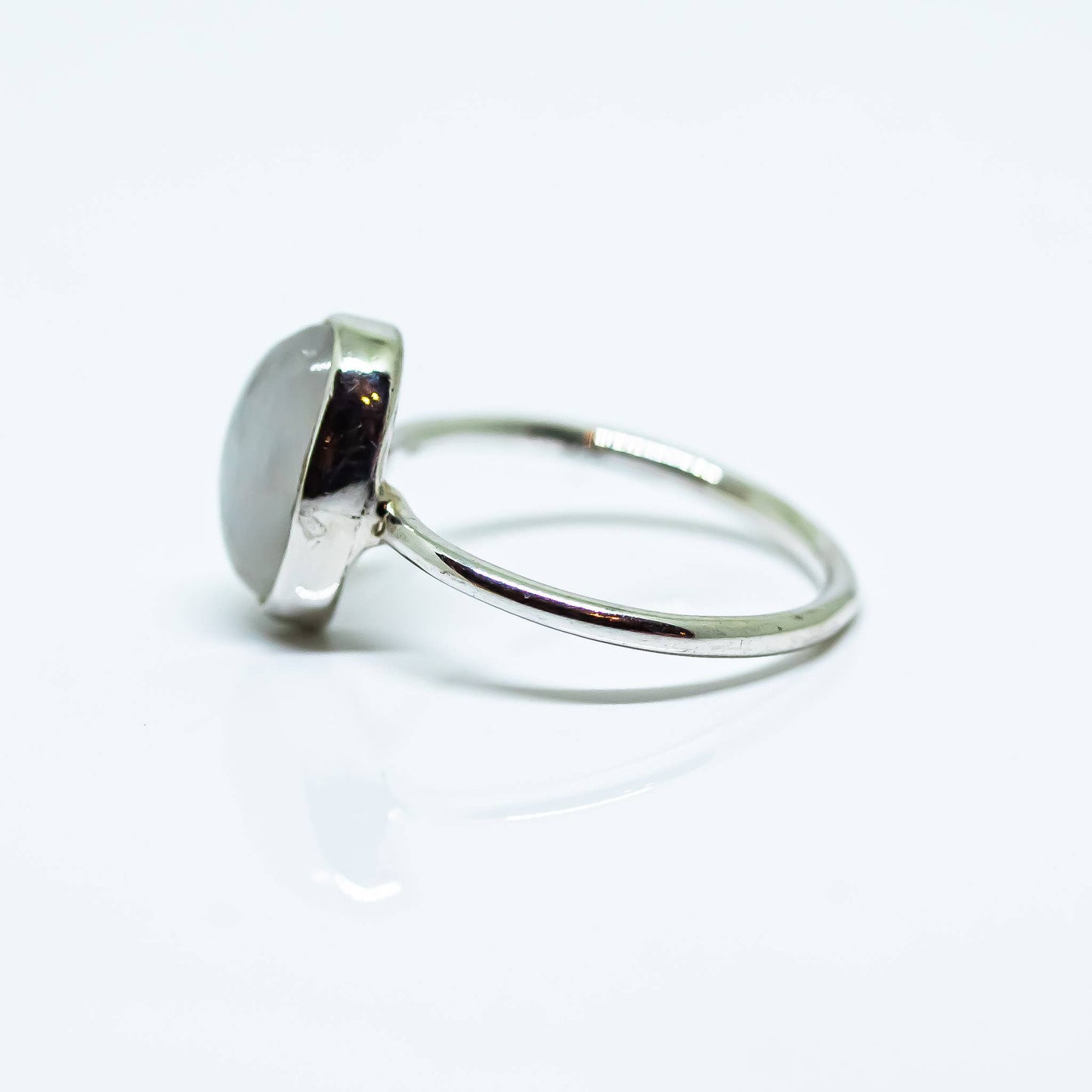 Rainbow Moonstone Sterling Silver Ring Oval: 8