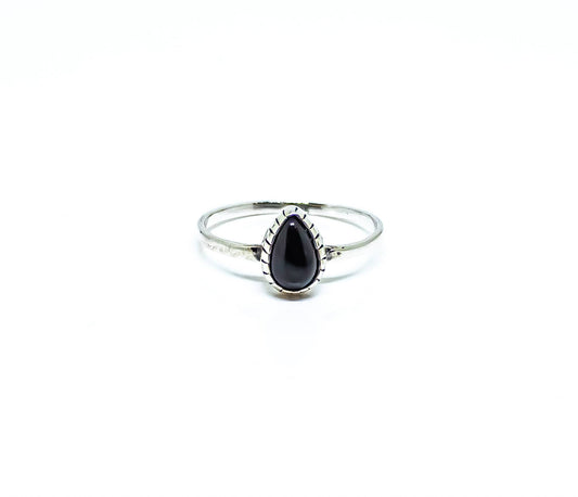 Black Obsidian Sterling Silver Ring: 7