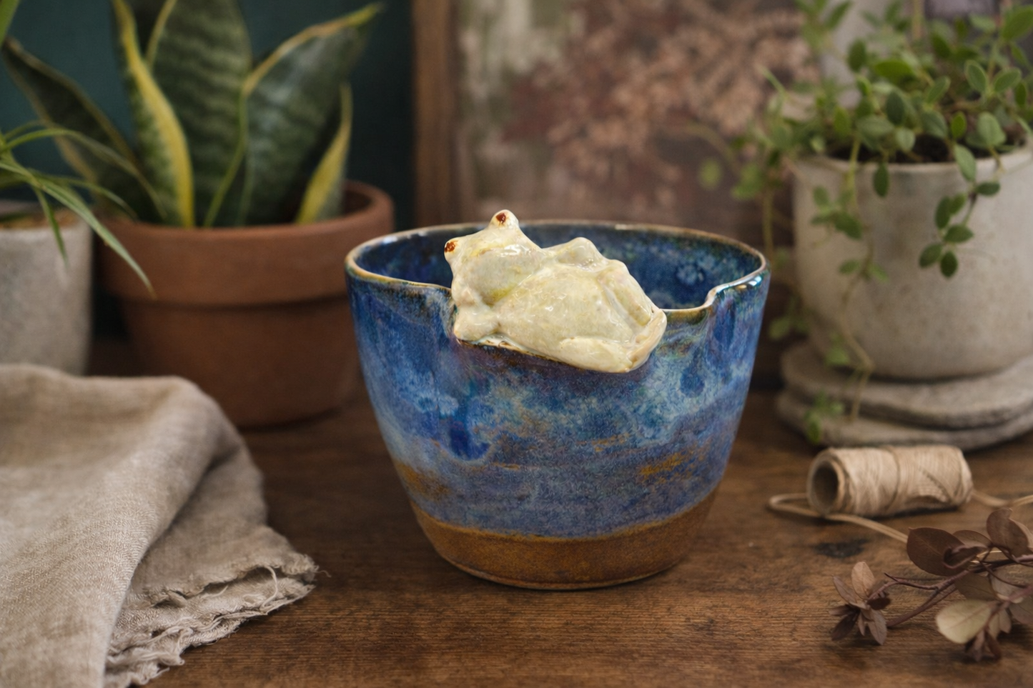 Frog Rim Stoneware Bowl