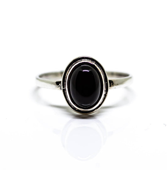 Black Obsidian Ring Sterling Silver 925 : 9