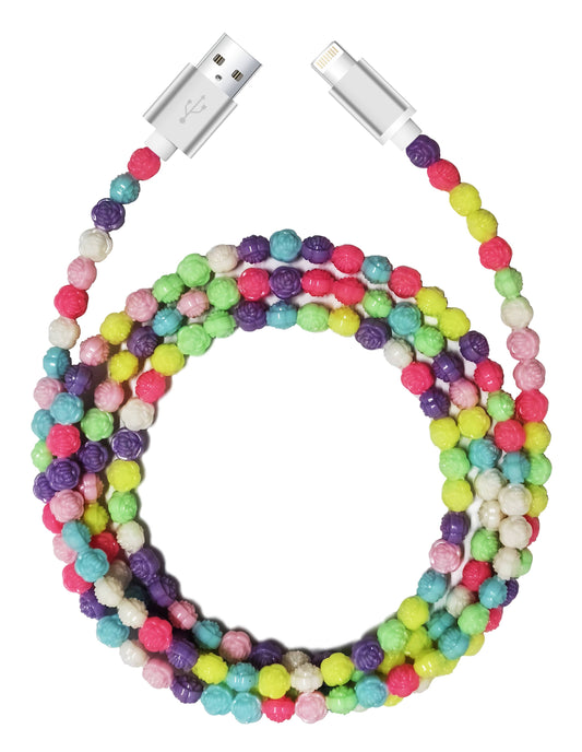 Beaded USB Cable - A to C & Iphone- 6ft Candy Style: Lightning