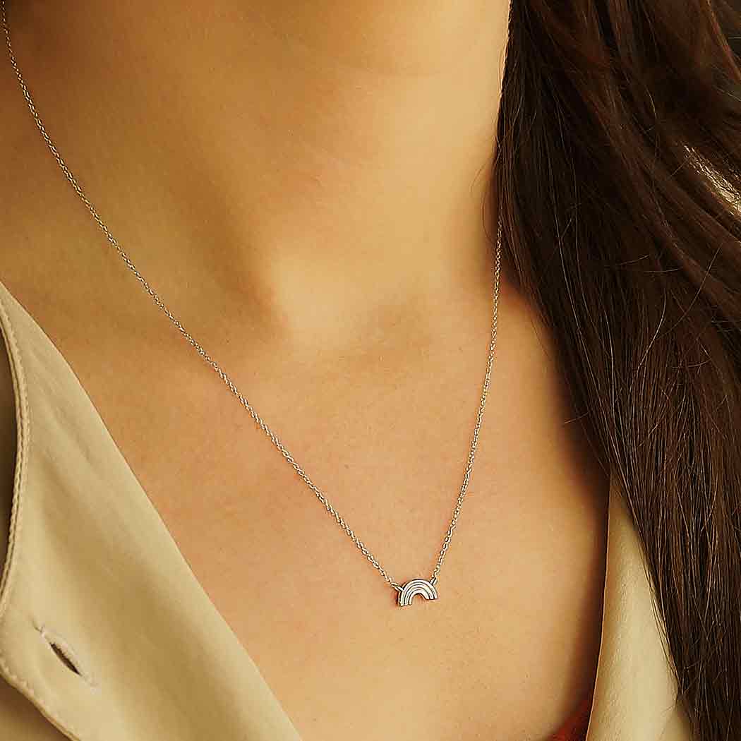 Sterling Silver Arch Rainbow Necklace