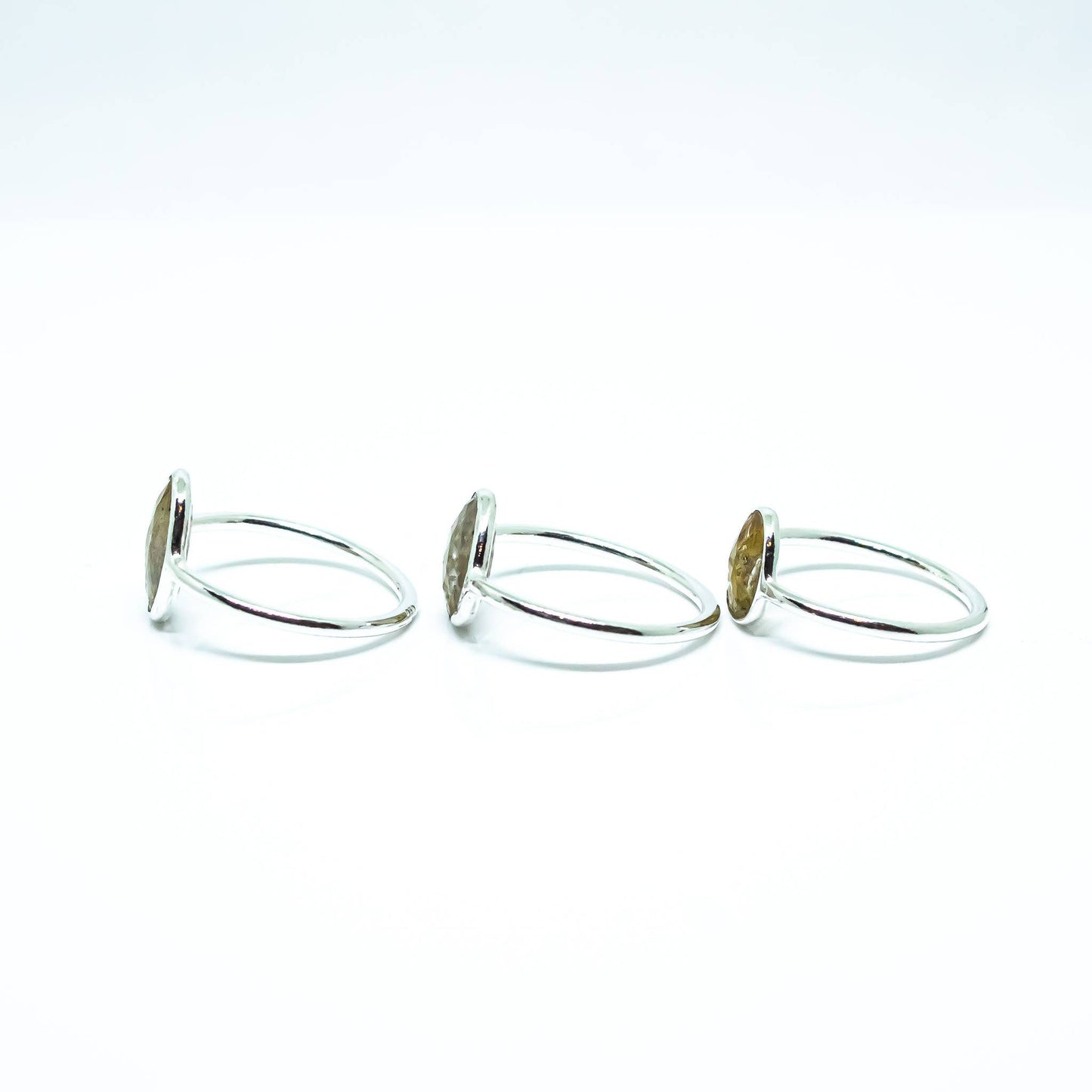 Golden Rutile Abstract Ring Sterling Silver 925 : 8