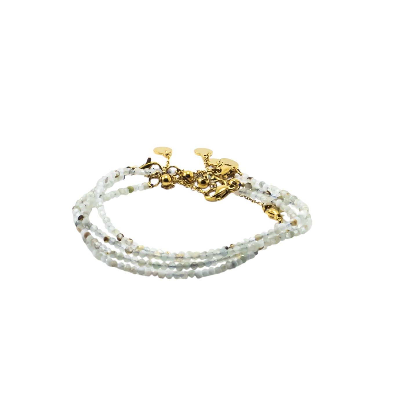 Aquamarine Gemstone Bracelet 2mm Faceted Gemstone Gold