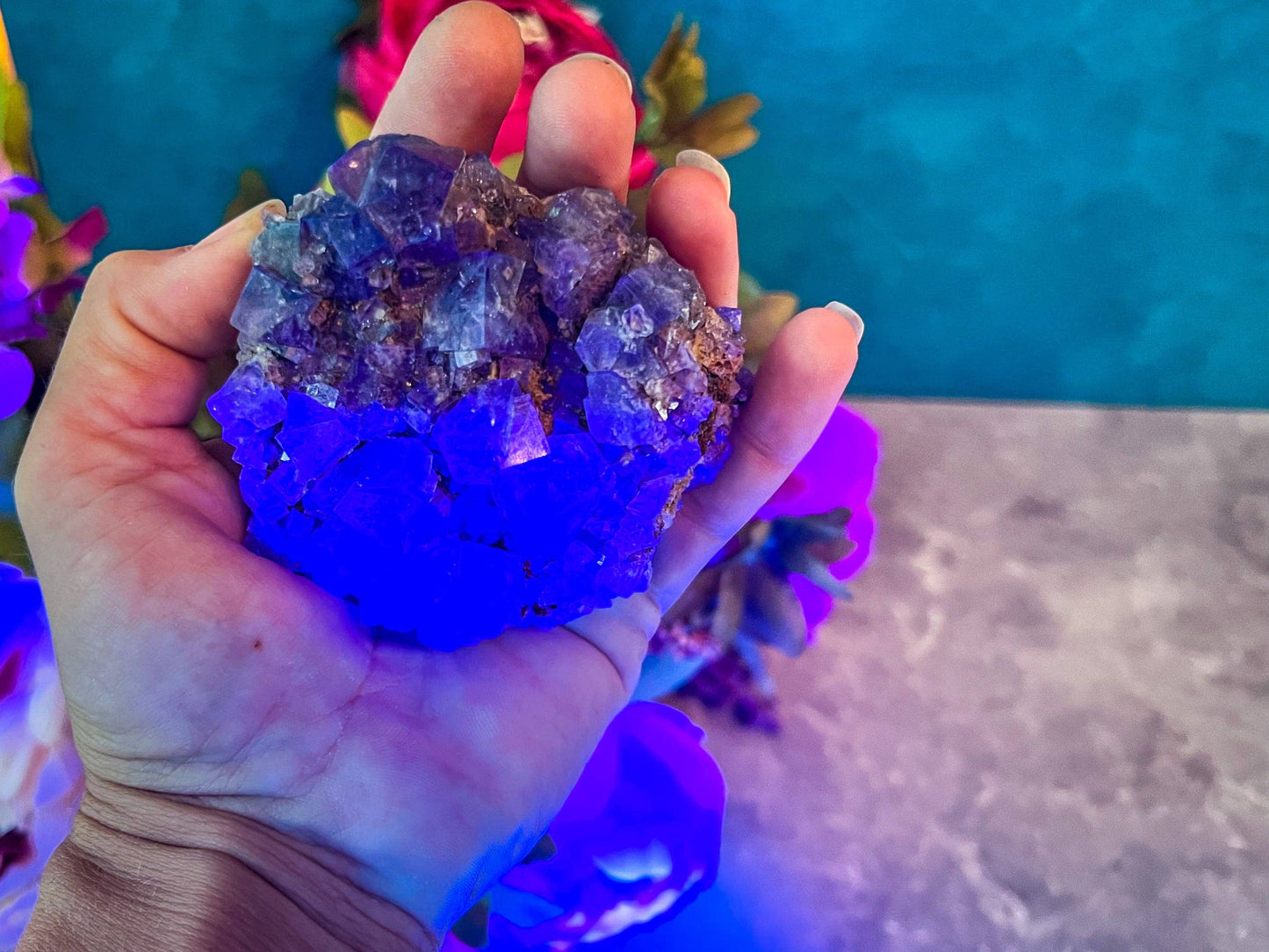 Rare Purple Rain Pocket Fluorite Clusters, Lady Annanella Mine, CLOSED Mine!, Daylight Fluorescent: 125-149 grams