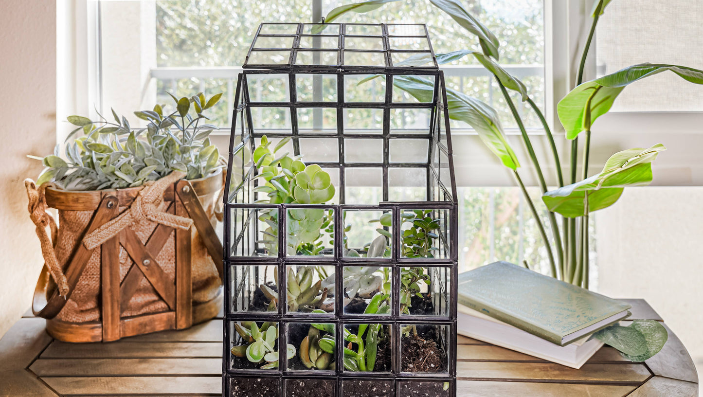 Glass Terrarium Lattice, Large, 8x8x12"
