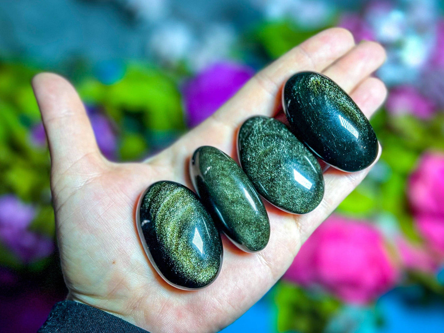 Gold Obsidian Palmstones: 25-49 Grams